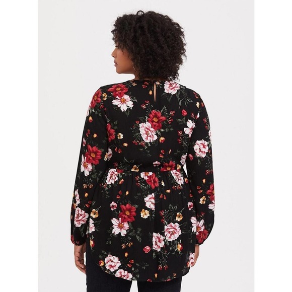 NWT Torrid Babydoll Gauze Keyhole Front Tunic Top Floral Women's Plus Size 4 4X - Picture 3 of 10